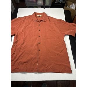 Tommy Bahama Mens XL 100%‎ Silk Shirt Camp Short Sleeve Button Hawaiian Red